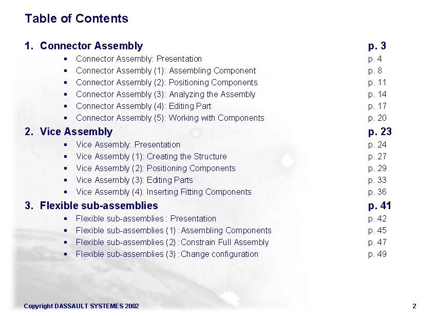 Table of Contents 1. Connector Assembly § § § Connector Assembly: Presentation Connector Assembly Table of Contents 1. Connector Assembly § § § Connector Assembly: Presentation Connector Assembly