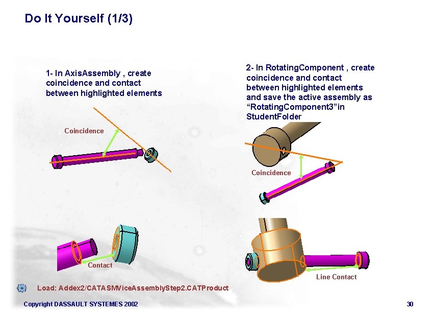 Do It Yourself (1/3) 1 - In Axis. Assembly , create coincidence and contact Do It Yourself (1/3) 1 - In Axis. Assembly , create coincidence and contact