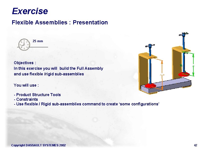 Exercise Flexible Assemblies : Presentation 25 mm Objectives : In this exercise you will
