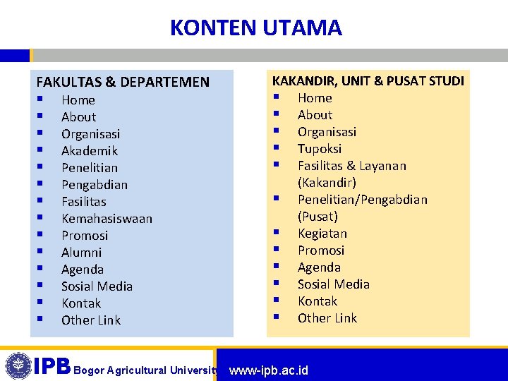 KONTEN UTAMA FAKULTAS & DEPARTEMEN § § § § Home About Organisasi Akademik Penelitian