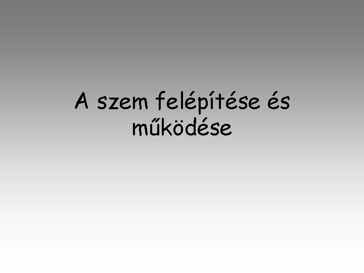 A szem felépítése és működése 