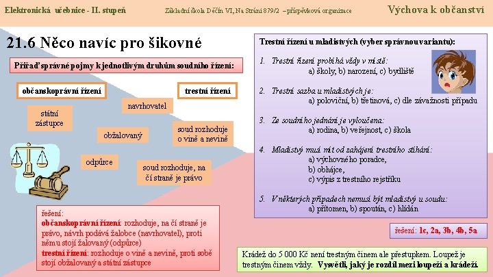 Elektronická učebnice - II. stupeň Základní škola Děčín VI, Na Stráni 879/2 – příspěvková
