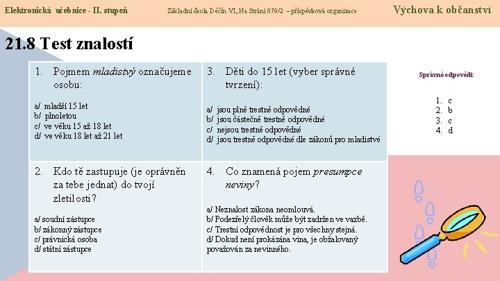 Elektronická učebnice - II. stupeň Základní škola Děčín VI, Na Stráni 879/2 – příspěvková