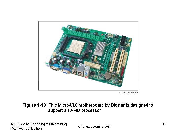 Figure 1 -18 This Micro. ATX motherboard by Biostar is designed to support an