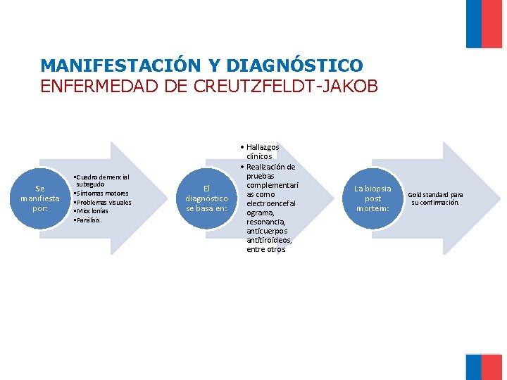 MANIFESTACIÓN Y DIAGNÓSTICO ENFERMEDAD DE CREUTZFELDT-JAKOB Se manifiesta por: • Cuadro demencial subagudo •