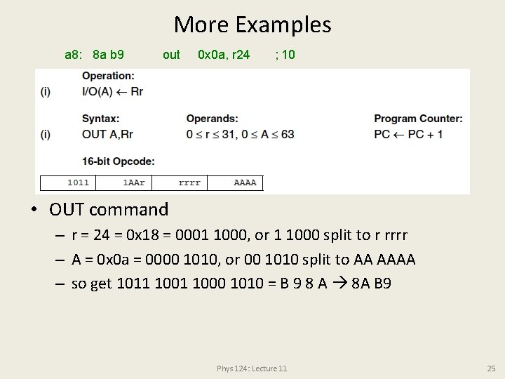 More Examples a 8: 8 a b 9 out 0 x 0 a, r