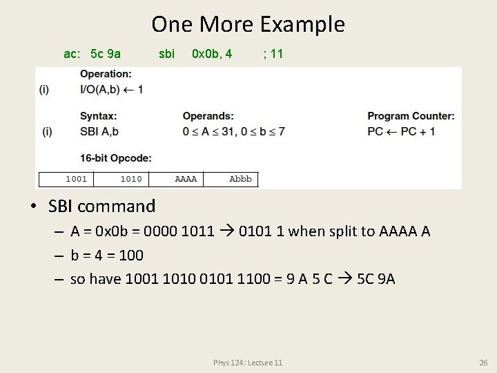 One More Example ac: 5 c 9 a sbi 0 x 0 b, 4 One More Example ac: 5 c 9 a sbi 0 x 0 b, 4