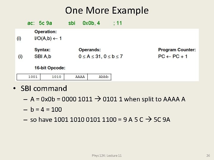 One More Example ac: 5 c 9 a sbi 0 x 0 b, 4