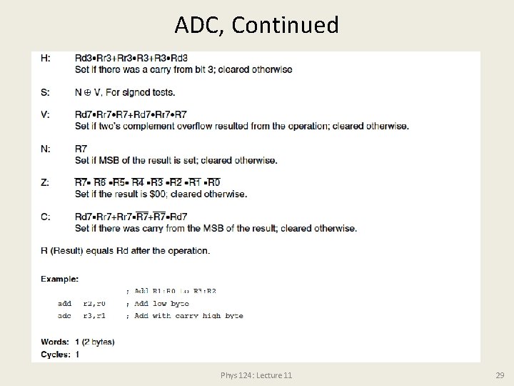 ADC, Continued Phys 124: Lecture 11 29 