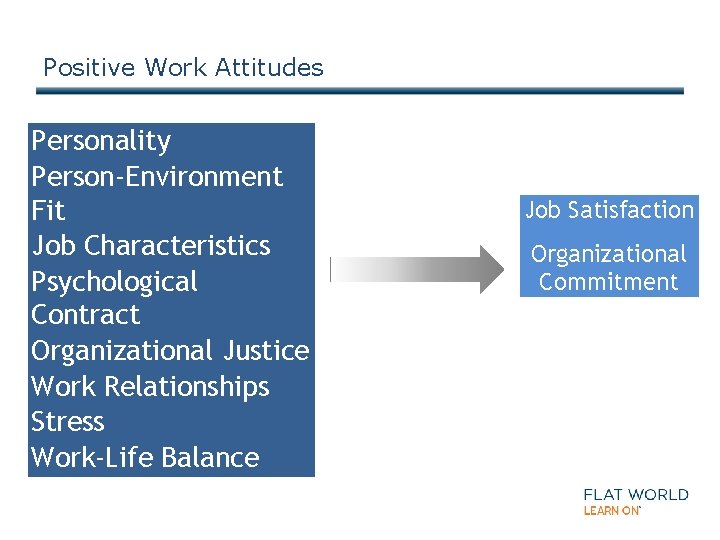 Positive Work Attitudes Personality Person-Environment Fit Job Characteristics Psychological Contract Organizational Justice Work Relationships