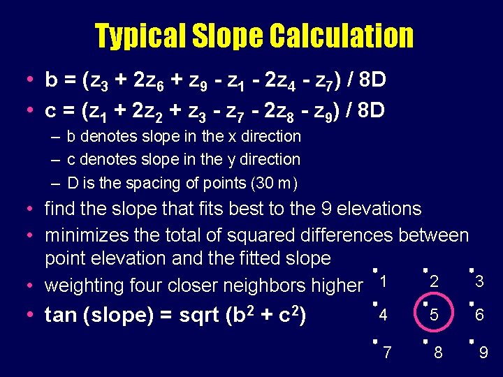 Typical Slope Calculation • b = (z 3 + 2 z 6 + z