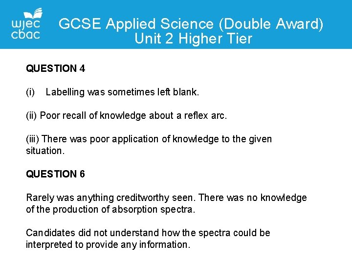 GCSE Applied Science (Double Award) Unit 2 Higher Tier Contact Details QUESTION 4 Liane