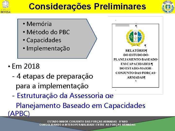 Considerações Preliminares • Memória • Método do PBC • Capacidades • Implementação • Em