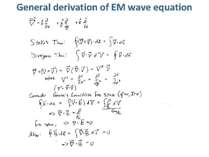 General derivation of EM wave equation 