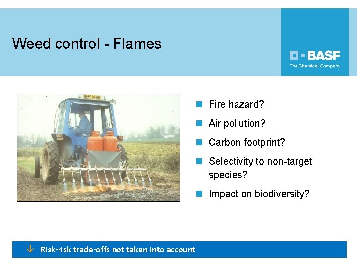 Weed control - Flames n Fire hazard? n Air pollution? n Carbon footprint? n