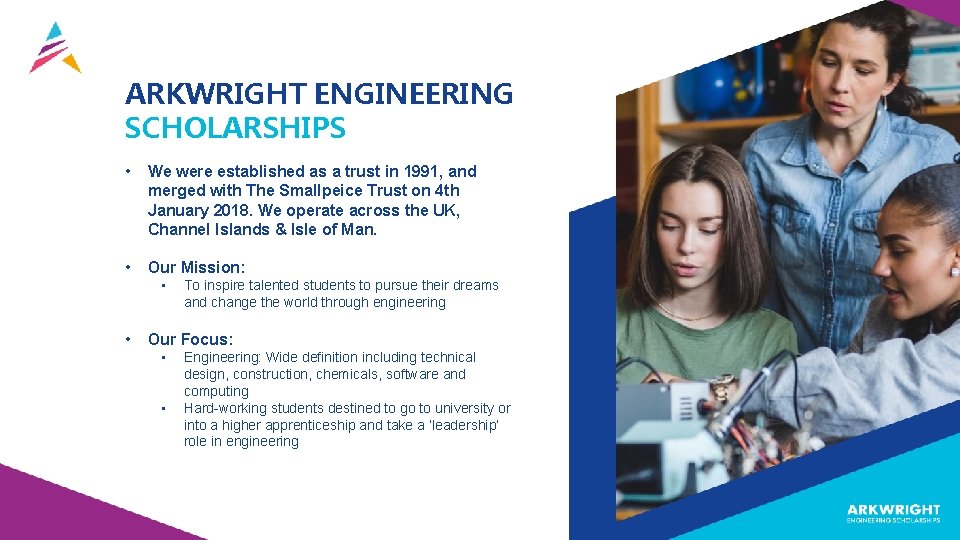 ARKWRIGHT ENGINEERING SCHOLARSHIPS • We were established as a trust in 1991, and merged