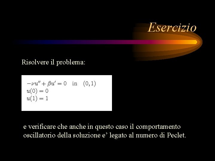 Esercizio Risolvere il problema: e verificare che anche in questo caso il comportamento oscillatorio