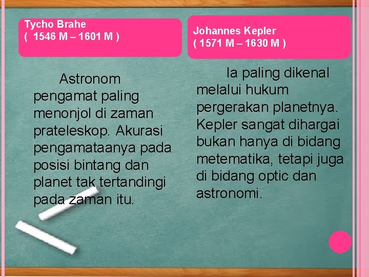 Tycho Brahe ( 1546 M – 1601 M ) Astronom pengamat paling menonjol di