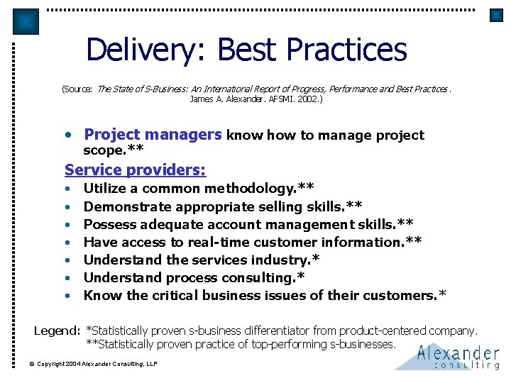 Delivery: Best Practices (Source: The State of S-Business: An International Report of Progress, Performance