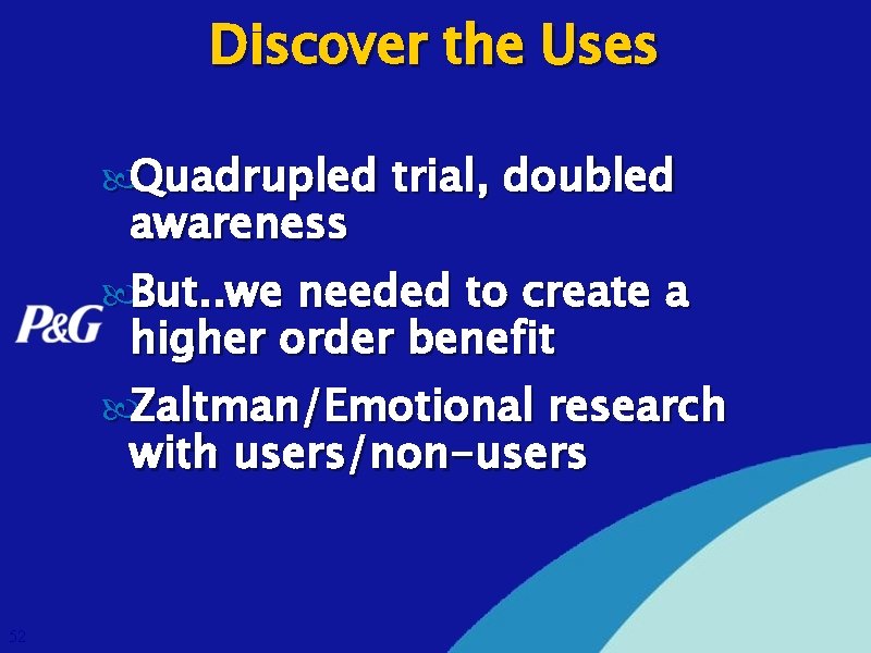 Discover the Uses Quadrupled trial, doubled awareness But. . we needed to create a