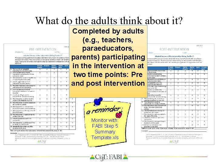 What do the adults think about it? Completed by adults (e. g. , teachers,