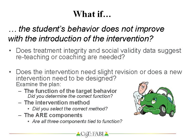 What if… … the student’s behavior does not improve with the introduction of the