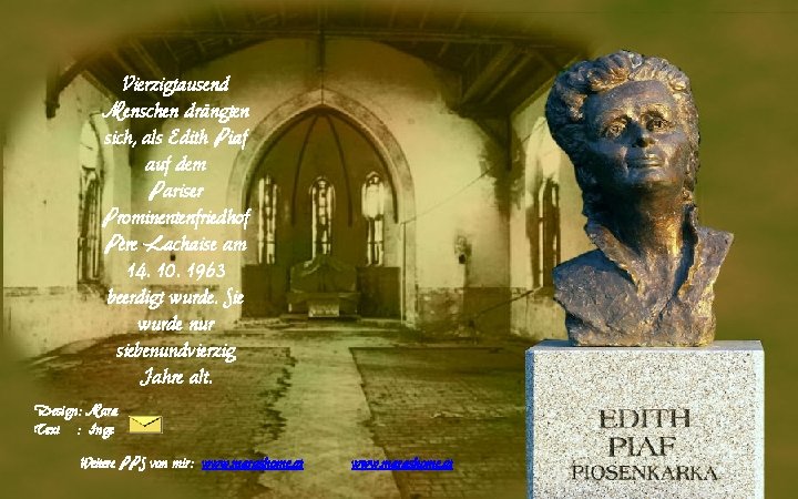 Vierzigtausend Menschen drängten sich, als Edith Piaf auf dem Pariser Prominentenfriedhof Père Lachaise am