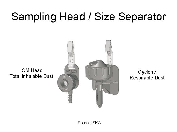 Sampling Head / Size Separator IOM Head Total Inhalable Dust Cyclone Respirable Dust Source: Sampling Head / Size Separator IOM Head Total Inhalable Dust Cyclone Respirable Dust Source: