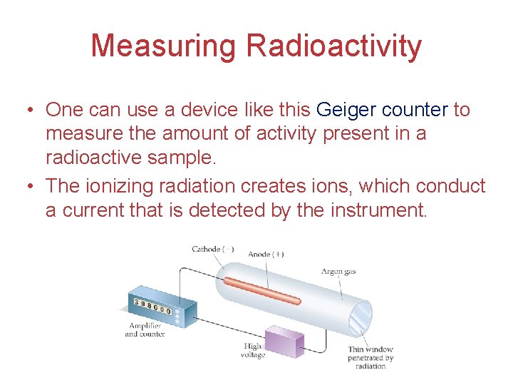Measuring Radioactivity • One can use a device like this Geiger counter to measure