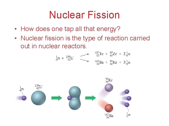 Nuclear Fission • How does one tap all that energy? • Nuclear fission is