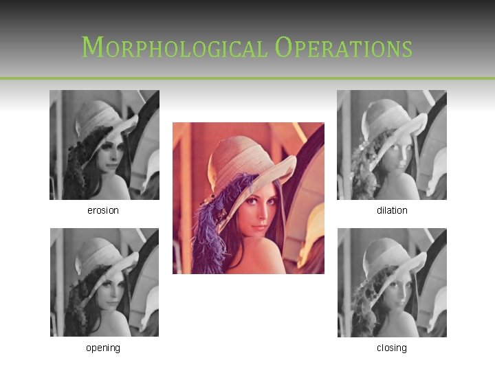 MORPHOLOGICAL OPERATIONS erosion dilation opening closing MORPHOLOGICAL OPERATIONS erosion dilation opening closing