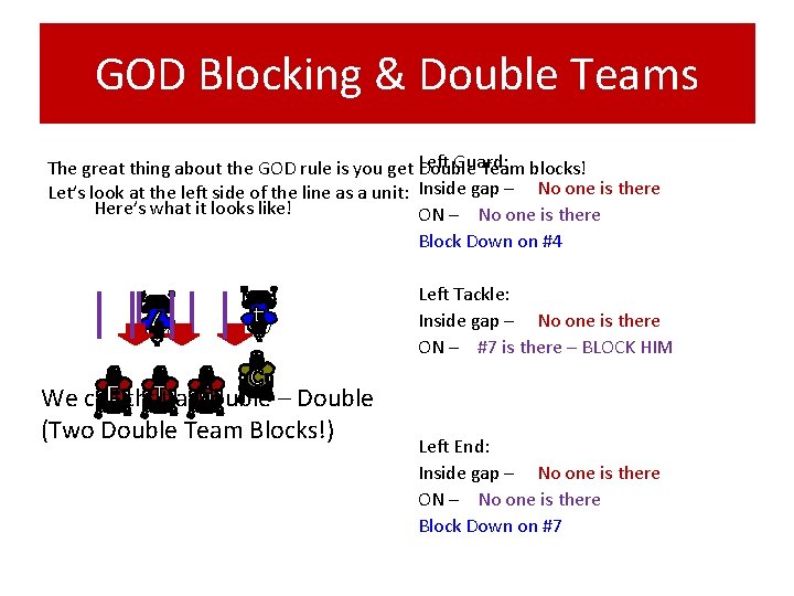 GOD Blocking & Double Teams Left Guard: The great thing about the GOD rule