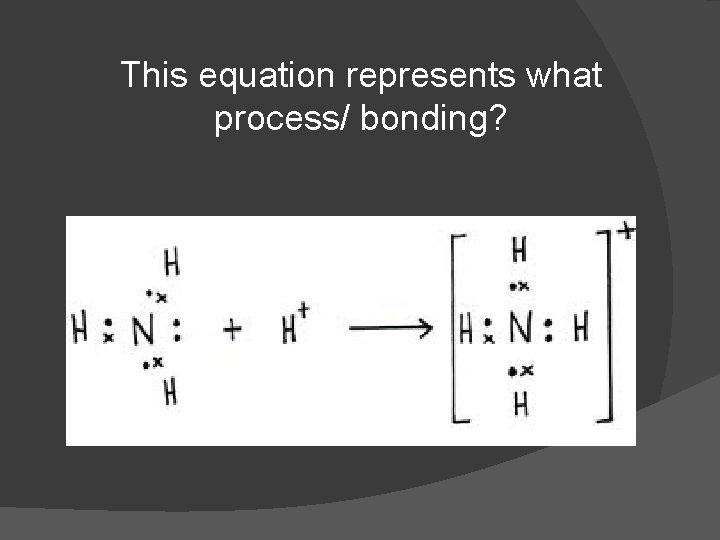 This equation represents what process/ bonding? 