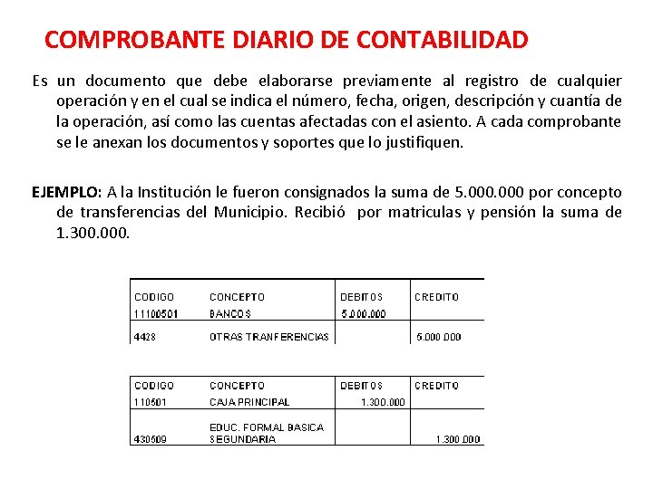 COMPROBANTE DIARIO DE CONTABILIDAD Es un documento que debe elaborarse previamente al registro de