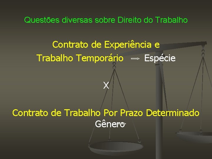 Questões diversas sobre Direito do Trabalho Contrato de Experiência e Trabalho Temporário Espécie X