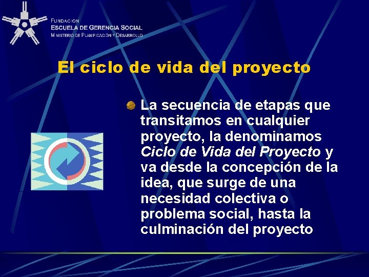 El ciclo de vida del proyecto La secuencia de etapas que transitamos en cualquier