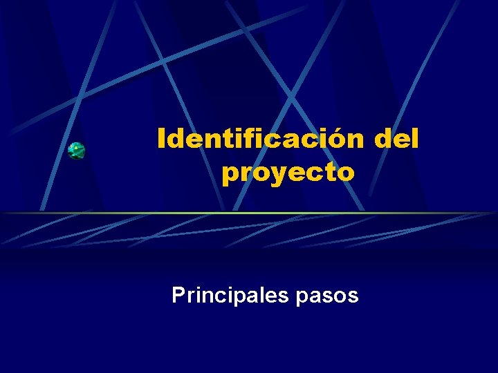 Identificación del proyecto Principales pasos 