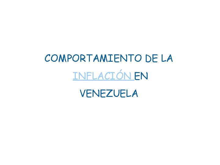 COMPORTAMIENTO DE LA INFLACIÓN EN VENEZUELA 