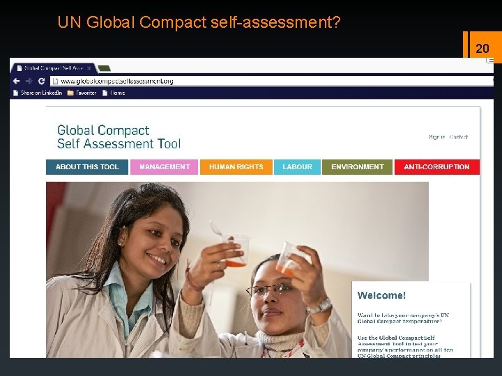 UN Global Compact self-assessment? 20 