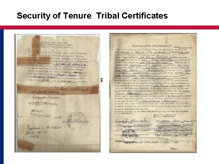 Security of Tenure Tribal Certificates Tribal Certificate Photo of Tribal certificates 