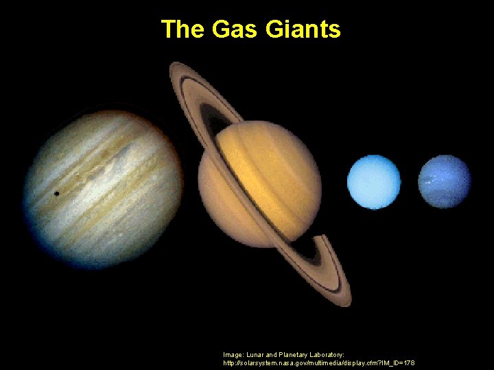 The Gas Giants Image: Lunar and Planetary Laboratory: http: //solarsystem. nasa. gov/multimedia/display. cfm? IM_ID=178