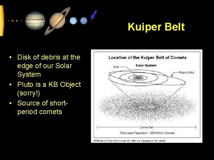 Kuiper Belt • Disk of debris at the edge of our Solar System •