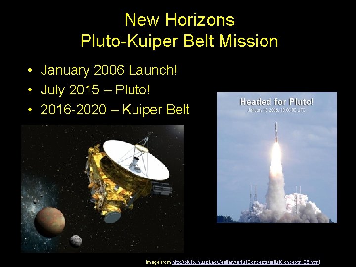 New Horizons Pluto-Kuiper Belt Mission • January 2006 Launch! • July 2015 – Pluto!