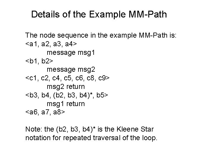 Details of the Example MM-Path The node sequence in the example MM-Path is: <a