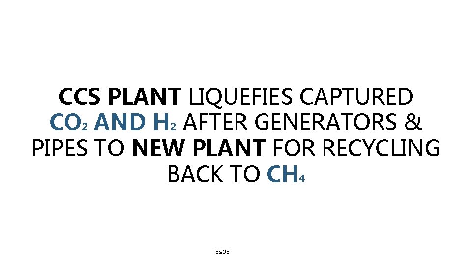 CCS PLANT LIQUEFIES CAPTURED CO 2 AND H 2 AFTER GENERATORS & PIPES TO