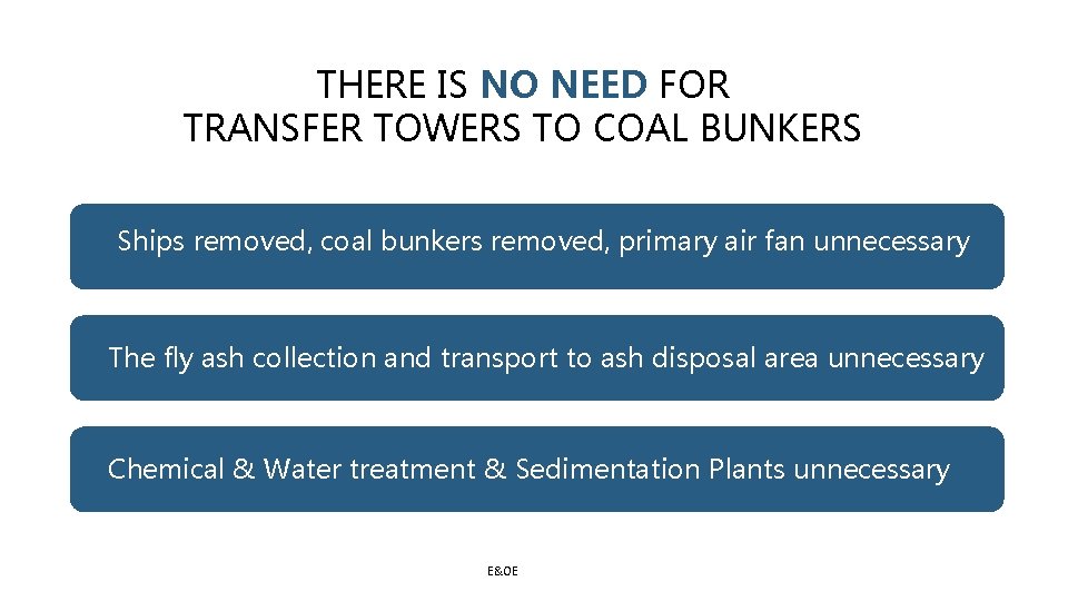 THERE IS NO NEED FOR TRANSFER TOWERS TO COAL BUNKERS Ships removed, coal bunkers