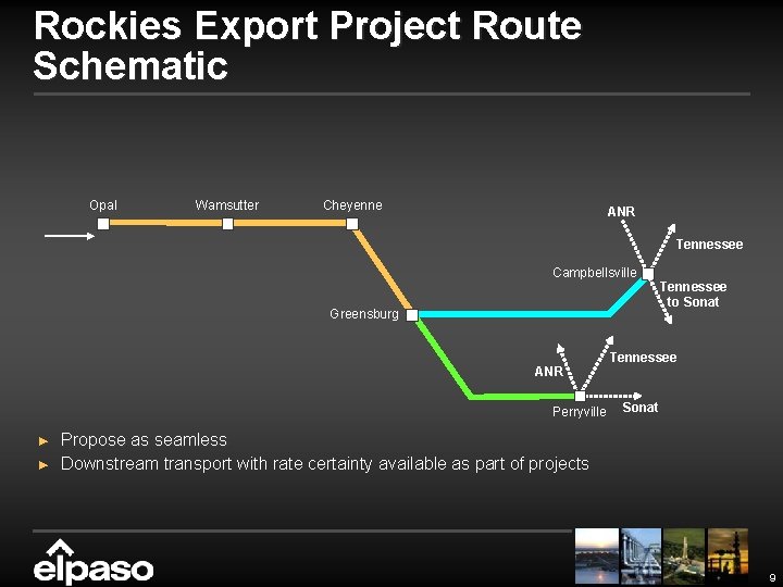 Rockies Export Project Route Schematic Opal Wamsutter Cheyenne ANR Tennessee Campbellsville Greensburg ANR Perryville