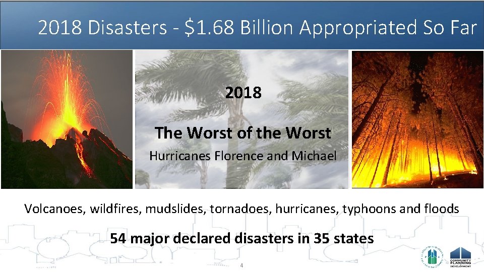 2018 Disasters - $1. 68 Billion Appropriated So Far 2018 The Worst of the