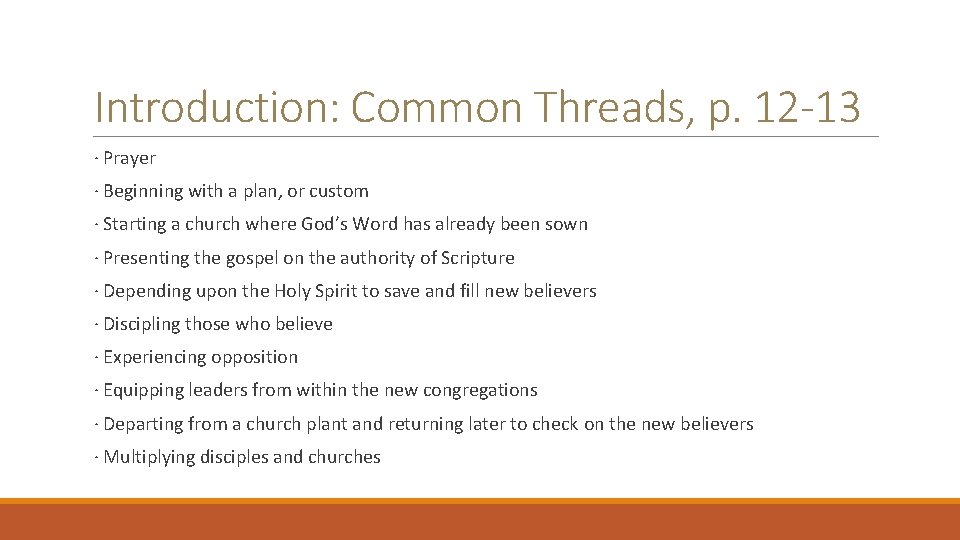 Introduction: Common Threads, p. 12 -13 · Prayer · Beginning with a plan, or