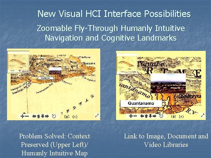 New Visual HCI Interface Possibilities Zoomable Fly-Through Humanly Intuitive Navigation and Cognitive Landmarks Problem